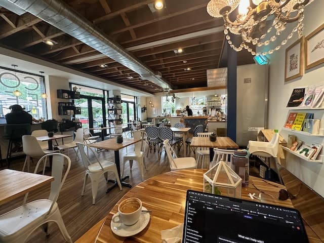 View of inside of The Honeysuckle Coffee Co in Salt Lake City.