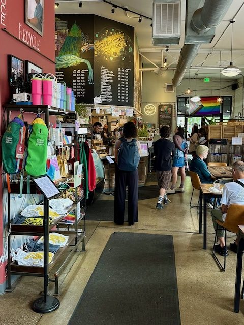 picture of inside of Sugarhouse Coffee shop. You see the counter where you can order your espresso or latte.