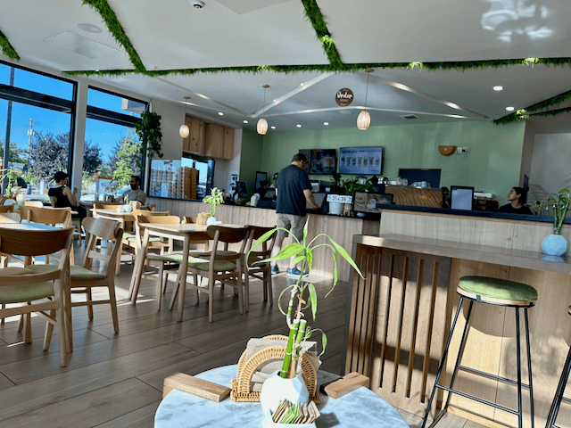 The bright interior and counter at Guayoyo Café.