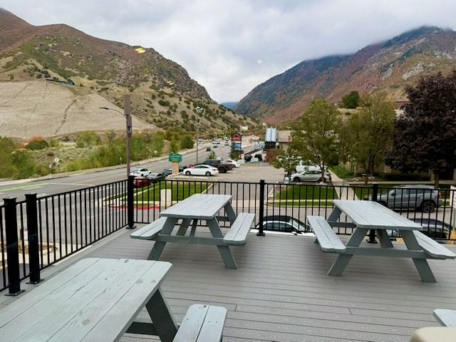 View of the canyon entrance from Alpha Coffee.